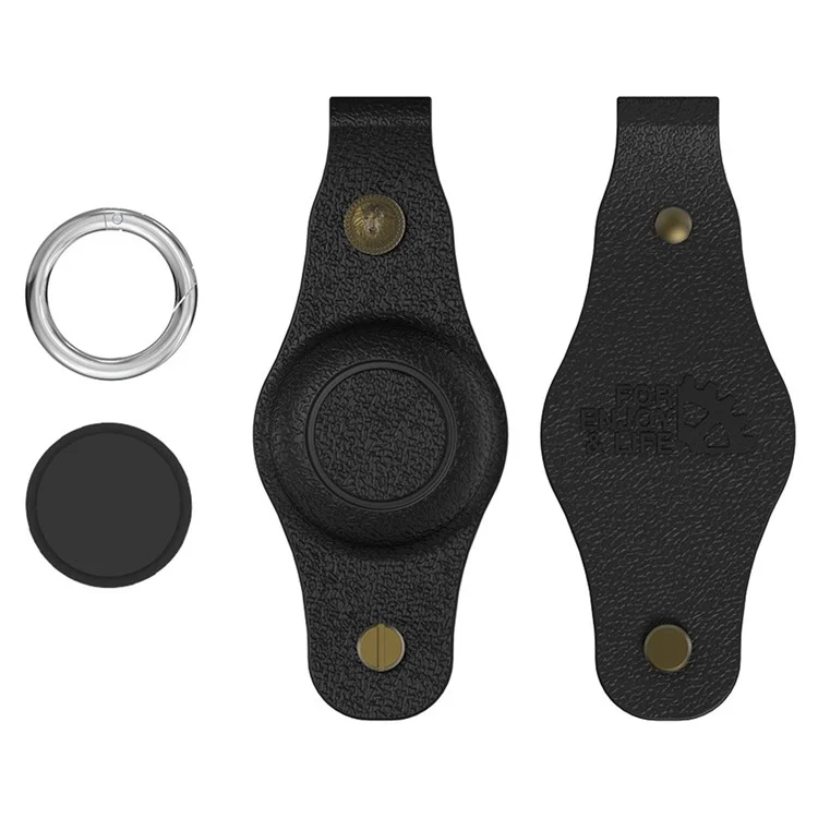 Per Apple AirTag Silicone Case Bluetooth Tracker Cover Litchi Texture Waterproof Key Container with Buckle - Nero