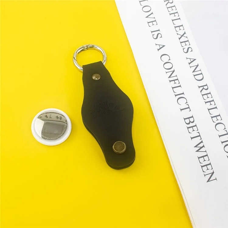 Per Apple AirTag Silicone Case Bluetooth Tracker Cover Litchi Texture Waterproof Key Container with Buckle - Nero