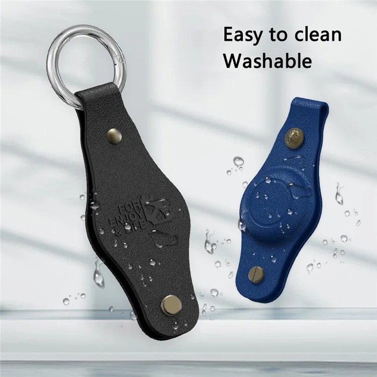 Per Apple AirTag Silicone Case Bluetooth Tracker Cover Litchi Texture Waterproof Key Container with Buckle - Nero