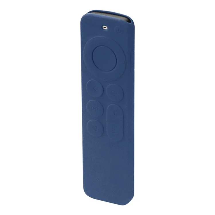 Para Apple TV6 Mando a distancia Carcasa a prueba de golpes Funda protectora de silicona con cordón - Azul oscuro