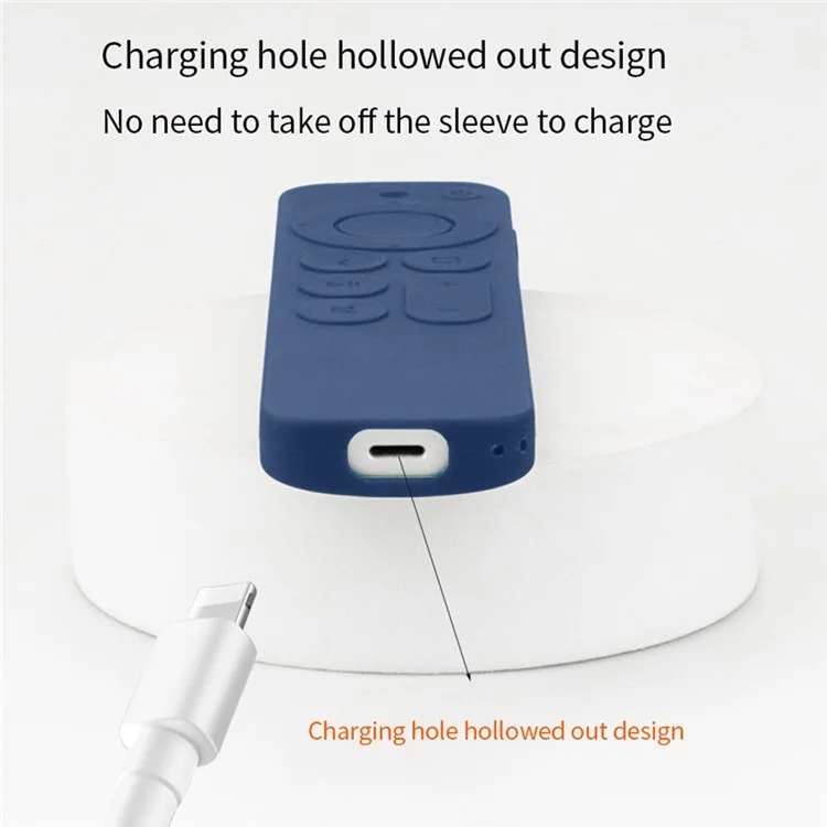 Para Apple TV6 Mando a distancia Carcasa a prueba de golpes Funda protectora de silicona con cordón - Azul oscuro