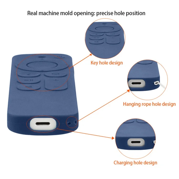 Para Apple TV6 Mando a distancia Carcasa a prueba de golpes Funda protectora de silicona con cordón - Azul oscuro