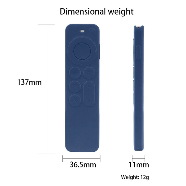 Para Apple TV6 Mando a distancia Carcasa a prueba de golpes Funda protectora de silicona con cordón - Azul oscuro