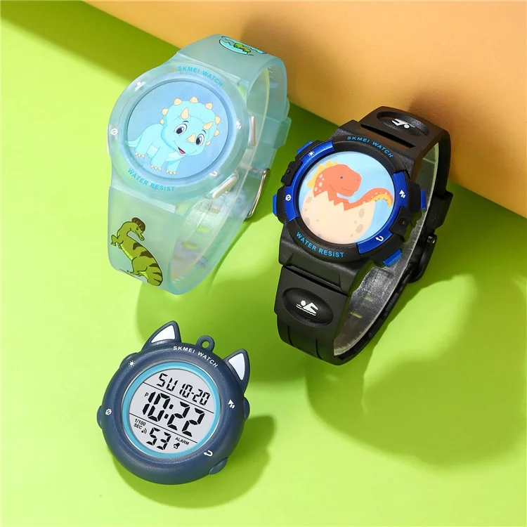 SKMEI 2236 Lovely Kids Round Wrist Watch Children Luminous DIY Digital Watch with 2 Straps - For Boys