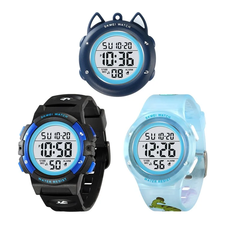 SKMEI 2236 Lovely Kids Round Wrist Watch Children Luminous DIY Digital Watch with 2 Straps - For Boys