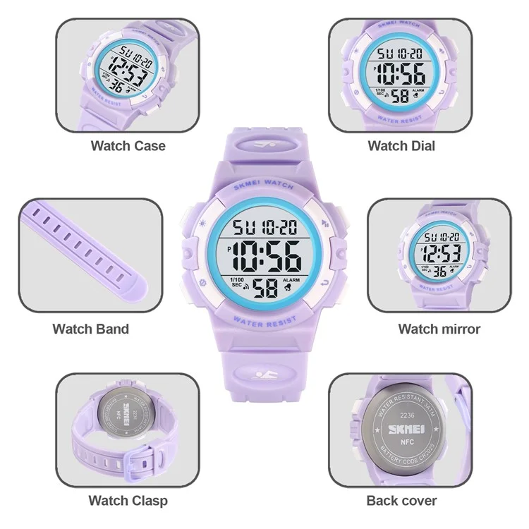 SKMEI 2236 Lovely Kids Round Wrist Watch Children Luminous DIY Digital Watch with 2 Straps - For Boys