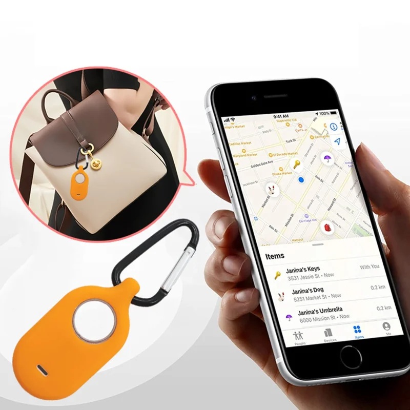 For Samsung Galaxy SmartTag 2 Silicone Case Tracking Device Protective Cover - D-shaped Buckle / Purple