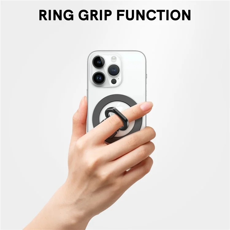AHASTYLE DD-02 Magnetic Kickstand for iPhone 12 / 13 / 14 / 15 Series Folding Zinc Alloy Phone Holder - Black