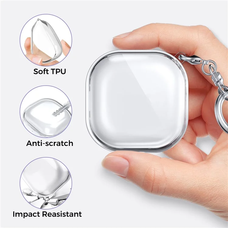 AHASTYLE WG89 For Samsung Galaxy Buds Pro / Buds Live / Buds2 / Buds Pro 2 Case TPU Earbud Storage Cover - Transparent Black
