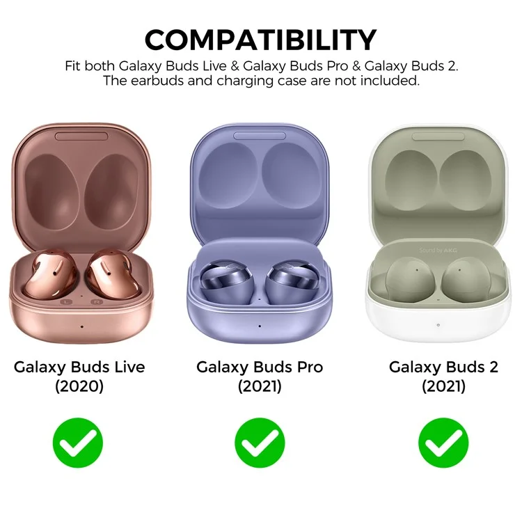 AHASTYLE WG89 For Samsung Galaxy Buds Pro / Buds Live / Buds2 / Buds Pro 2 Case TPU Earbud Storage Cover - Transparent Black