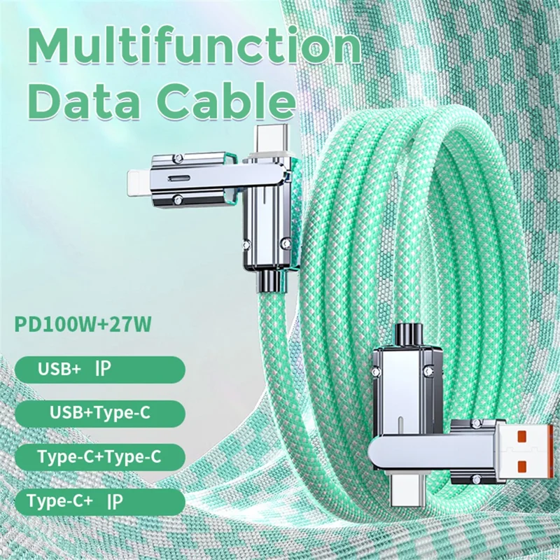 AHASTYLE XC04 1m PD 27W Data Cable USB-A / Type-C to Type-C / IP Charging Cable - Green