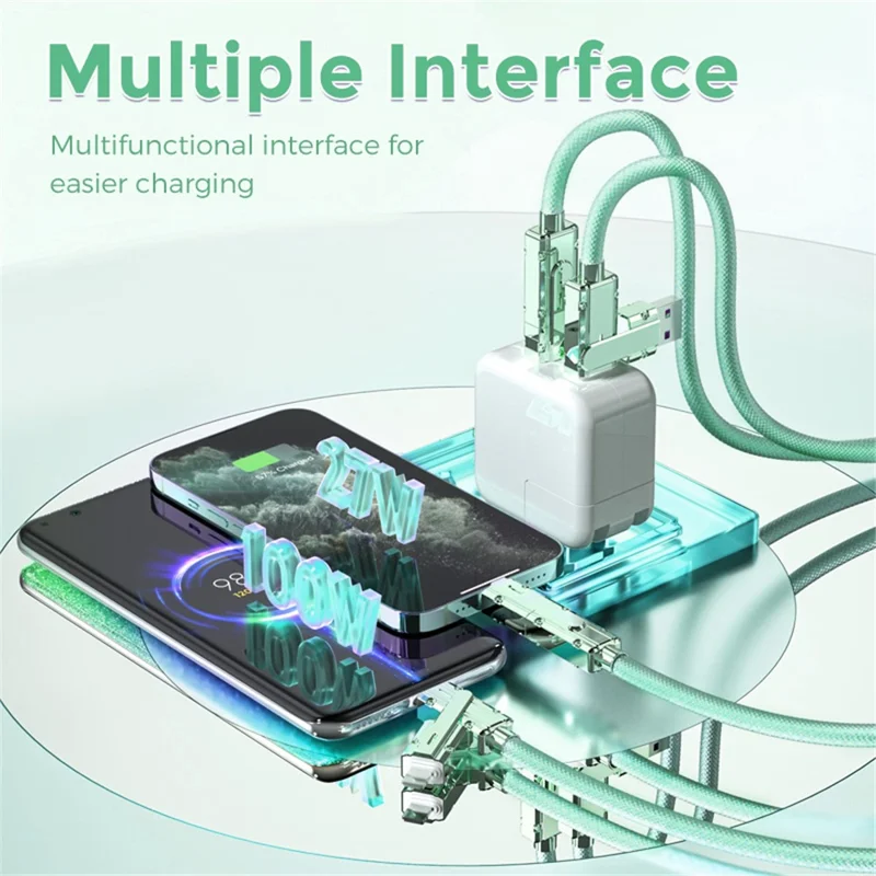 AHASTYLE XC04 1m PD 27W Data Cable USB-A / Type-C to Type-C / IP Charging Cable - Green
