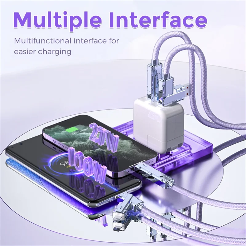 AHASTYLE XC04 1m PD 27W Datenkabel USB-A / Typ-C zu Typ-C / IP-Ladekabel - Lila