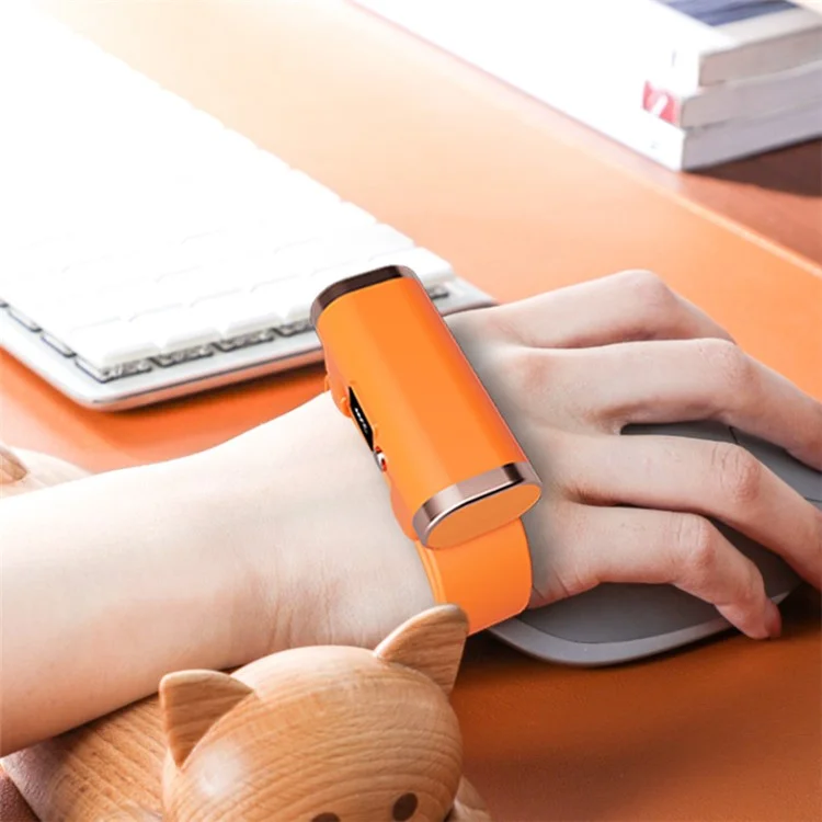 Calentador de manos portátil de 2 en 1 con pantalla digital Wristband Hand Warmer Mini - Naranja