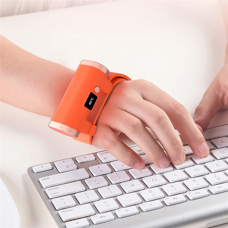 Calentador de manos portátil de 2 en 1 con pantalla digital Wristband Hand Warmer Mini - Naranja