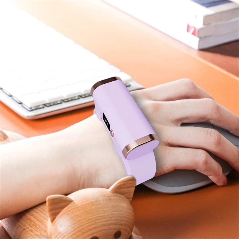 Wristband Hand Warmer Mini Portable 2-in-1 Digital Display Winter Hand Warmer - Purple