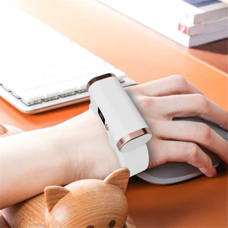 Wristband Hand Warmer Mini Portable 2-in-1 Digital Display Winter Hand Warmer - White
