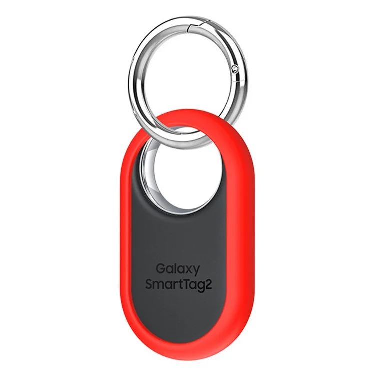 Slim Silicone Case for Samsung Galaxy SmartTag 2 Bluetooth-compatible Tracker Bumper Frame Protector with Buckle - Red