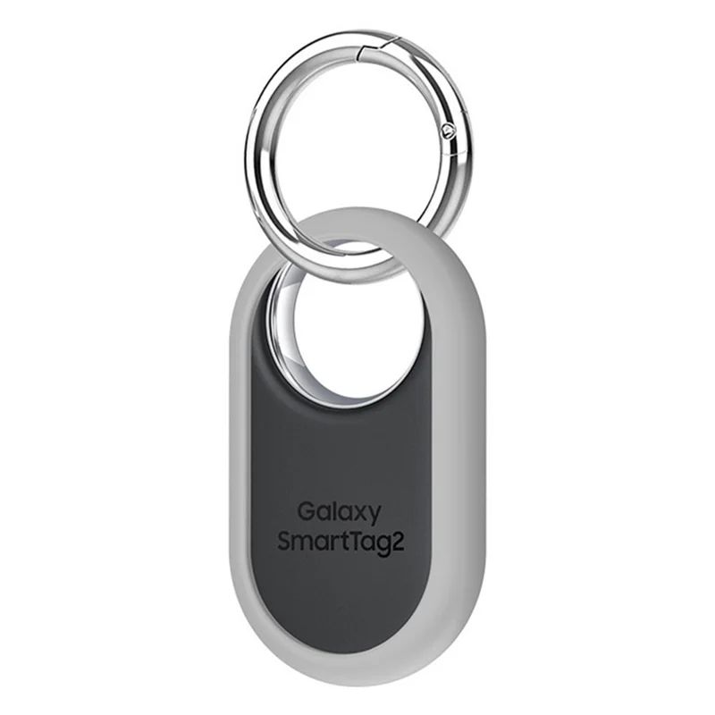 Slim Silicone Case for Samsung Galaxy SmartTag 2 Bluetooth-compatible Tracker Bumper Frame Protector with Buckle - Grey