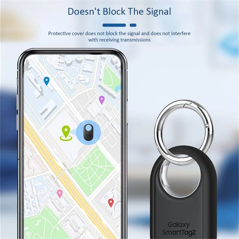 Slim Silicone Case for Samsung Galaxy SmartTag 2 Bluetooth-compatible Tracker Bumper Frame Protector with Buckle - Grey