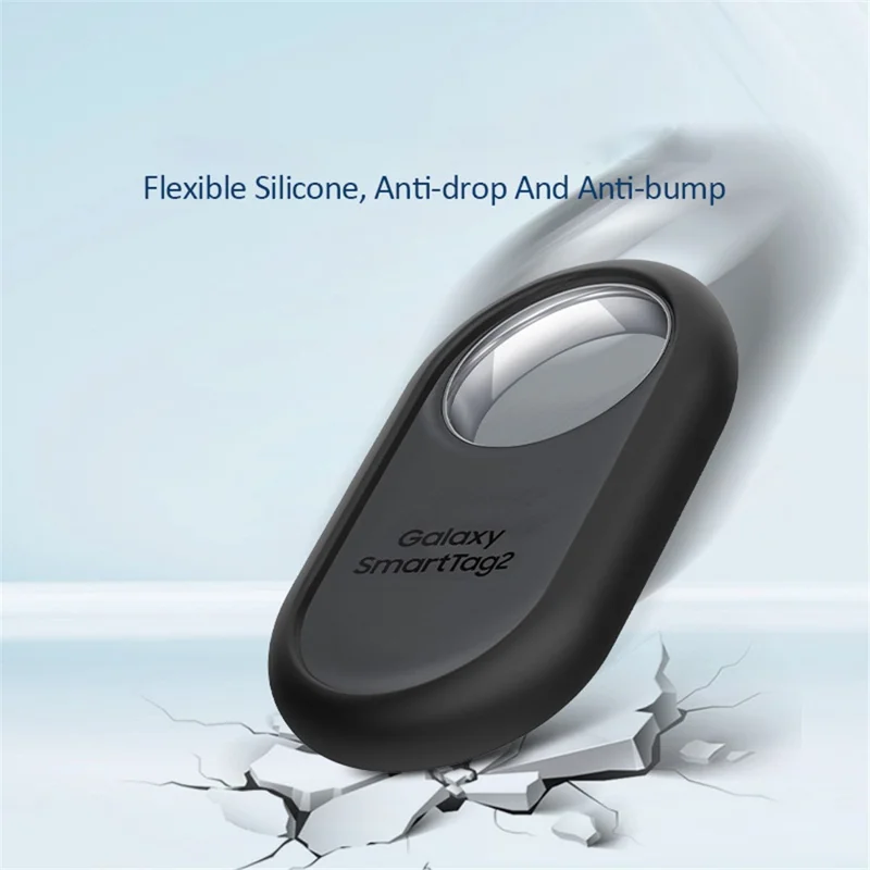 Slim Silicone Case for Samsung Galaxy SmartTag 2 Bluetooth-compatible Tracker Bumper Frame Protector with Buckle - Grey