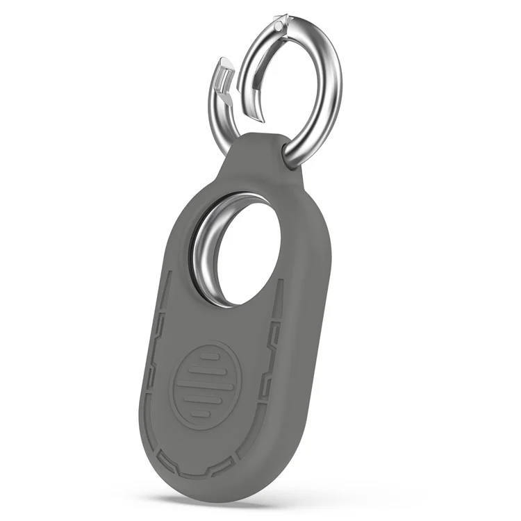 For Samsung Galaxy SmartTag 2 Silicone Case Anti-Lost Shockproof Cover with Keychain - Dark Grey