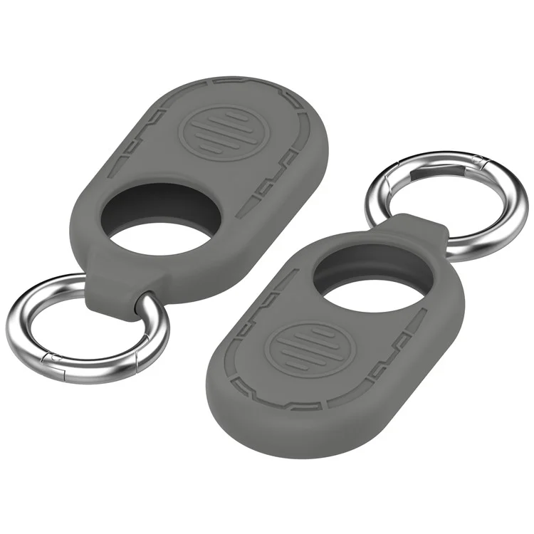 For Samsung Galaxy SmartTag 2 Silicone Case Anti-Lost Shockproof Cover with Keychain - Dark Grey