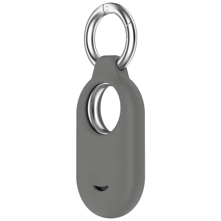 For Samsung Galaxy SmartTag 2 Silicone Case Anti-Lost Shockproof Cover with Keychain - Dark Grey
