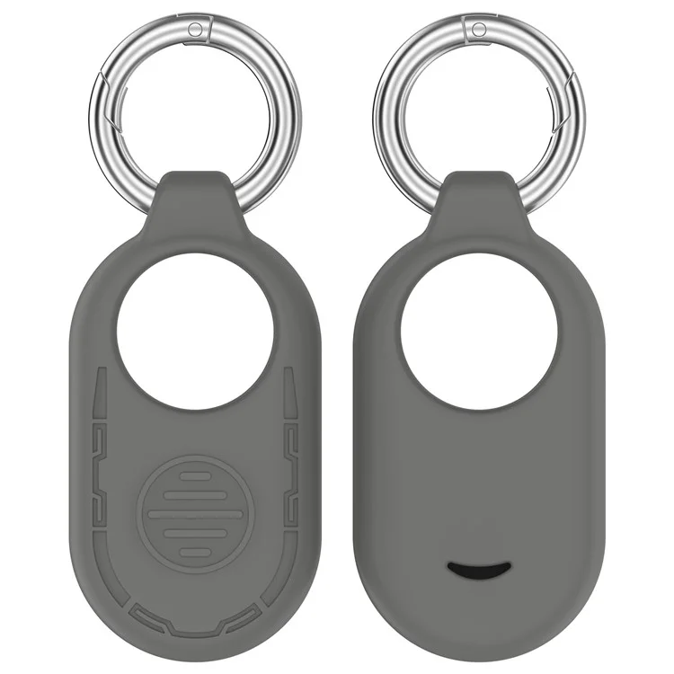 For Samsung Galaxy SmartTag 2 Silicone Case Anti-Lost Shockproof Cover with Keychain - Dark Grey