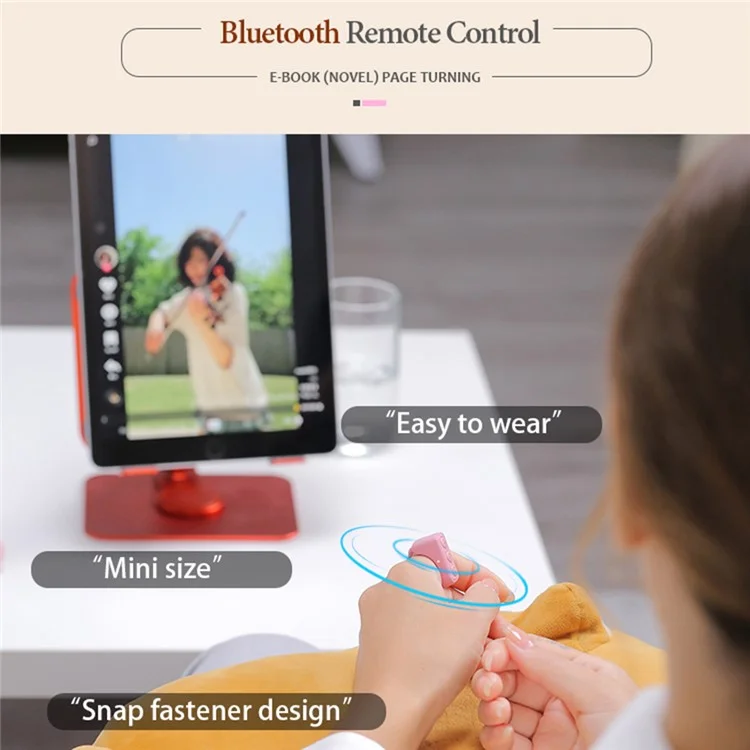 D01 Pro Bluetooth-compatible Fingertip Video Controller Tiktok Short Video Page Flipping Device Music Media Smart Clicker - Pink