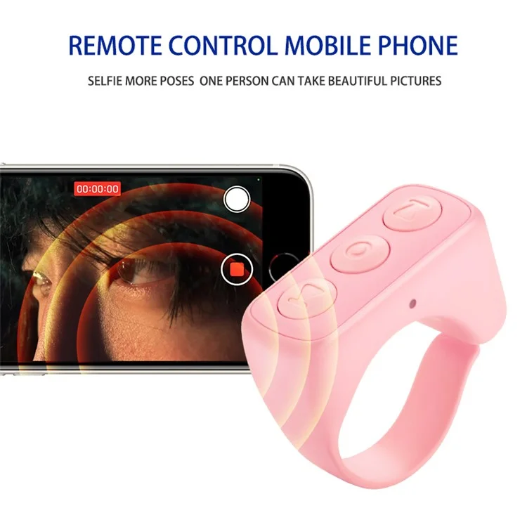 D01 Fingertip Selfie Video Controller Page Turner Browsing Bluetooth 5.0 Hands-Free Ring for Tik-Tok Remote Control - Pink