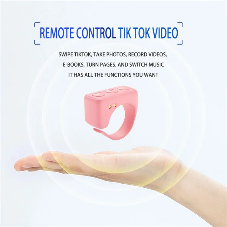 D01 Fingertip Selfie Video Controller Página Turner Navegando Bluetooth 5.0 Anel de Mãos Livres Para Tik-tok Controle Remoto - Rosa