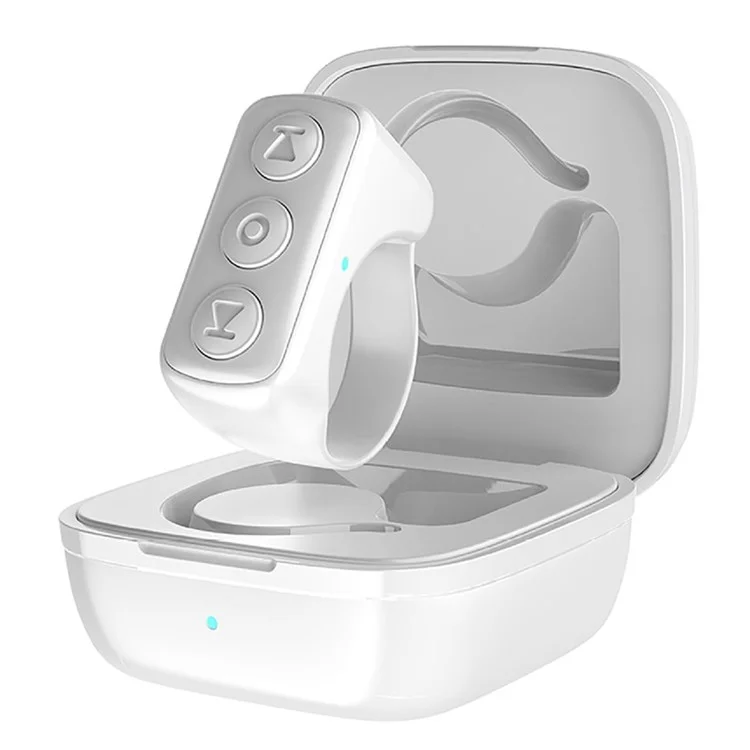 D01 Fingertip Selfie Video Controller Page Turner Browsing Bluetooth-compatible 5.0 Hands-Free Ring for Tik-Tok Remote Control - White