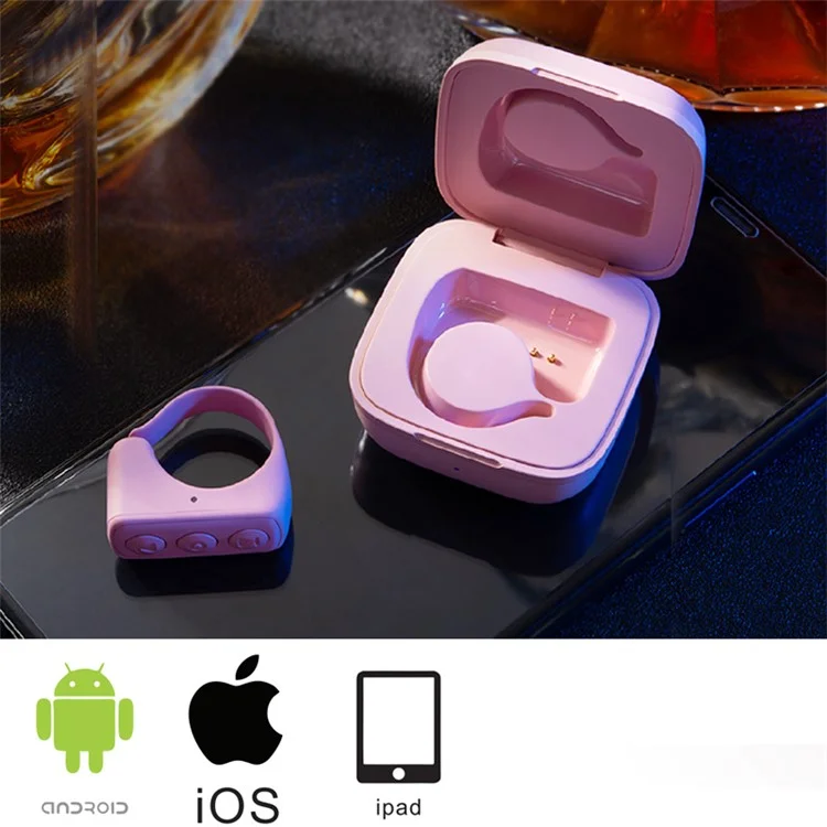 D01 Fingertip Selfie Video Controller Page Turner Browsing Bluetooth-compatible 5.0 Hands-Free Ring for Tik-Tok Remote Control - White