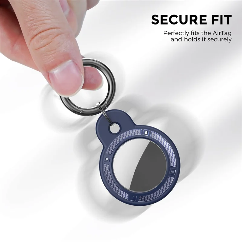 AHASTYLE WG40 для Apple AirTag Bluetooth Tracker TPU Чехол Защитный Чехол с Кольцевой Пряжкой - Полночный Синий