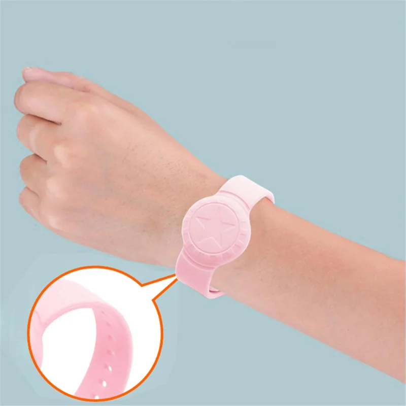 For Apple AirTag Tracker Bracelet Star Pattern Silicone GPS Tracker Holder Waterproof Wristband - Luminous Pink