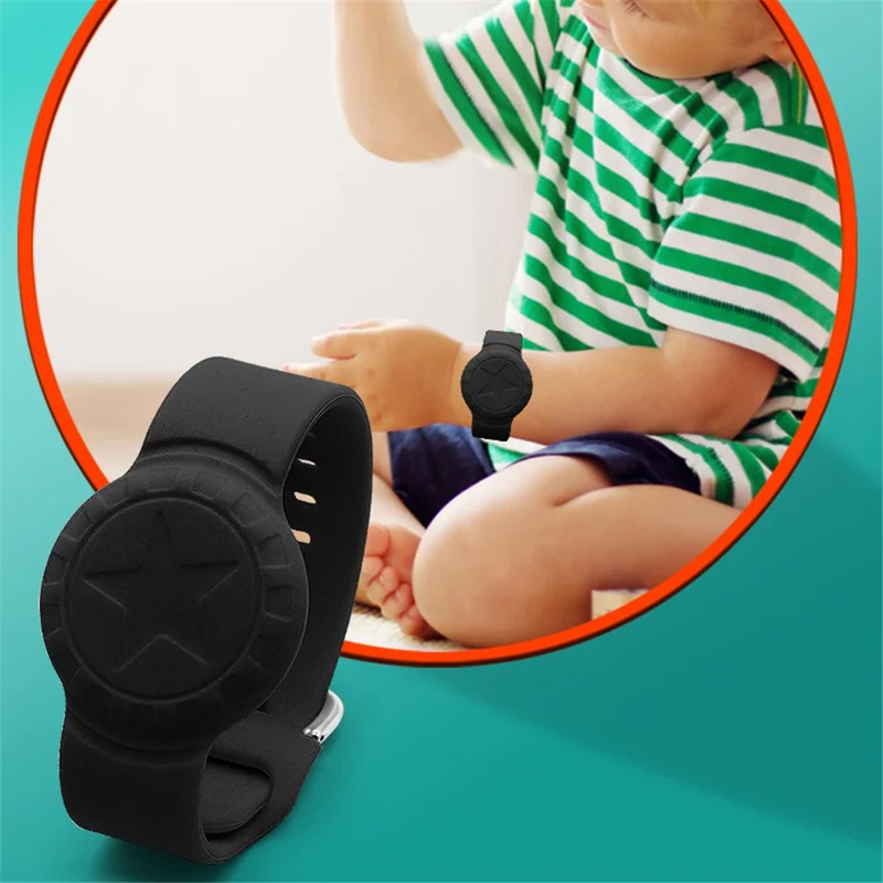 For Apple AirTag Tracker Bracelet Star Pattern Silicone GPS Tracker Holder Waterproof Wristband - Luminous Pink