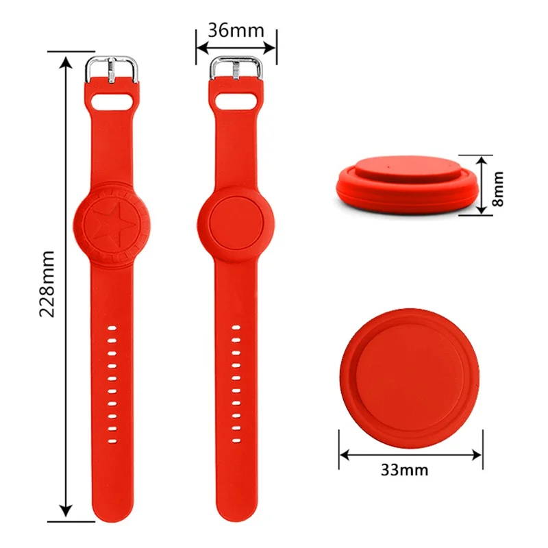 For Apple AirTag Tracker Bracelet Star Pattern Silicone GPS Tracker Holder Waterproof Wristband - Luminous Pink