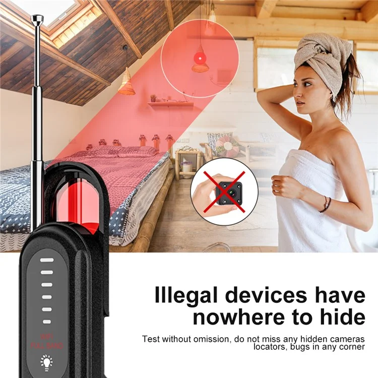 T01 Wireless Signal Scanner Infrared Scanning Tool Hidden Camera Detector for Home Travel Hotel