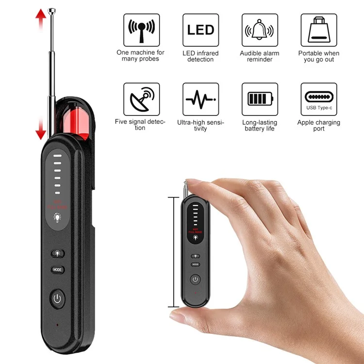 Detector de Sinal Wireless T01 Ferramenta de Varredura Infravermelha Detector de Câmera Oculta para Casa, Viagem, Hotel