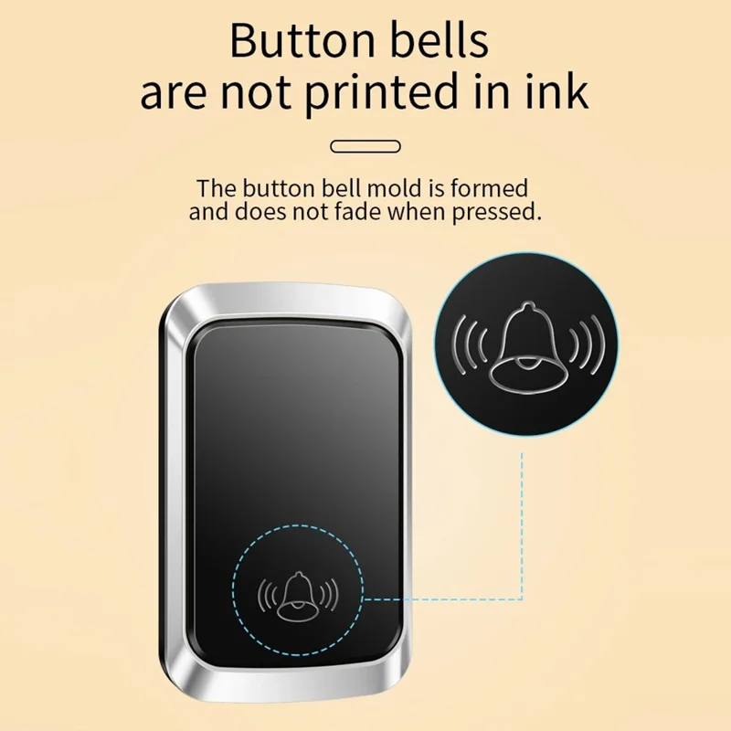 CACAZI FA29PRO Wireless Doorbell 5 Volume Levels Chime Door Bell Kit with 1 Transmitter+2 Receivers - Silver / US Plug