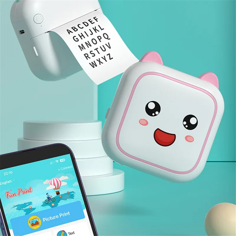 M6 Mini Sticker Printer Bluetooth-compatible Thermal Printer with 5 Rolls Paper + 5 Rolls Sticker + 3 Rolls Color Paper - Blue