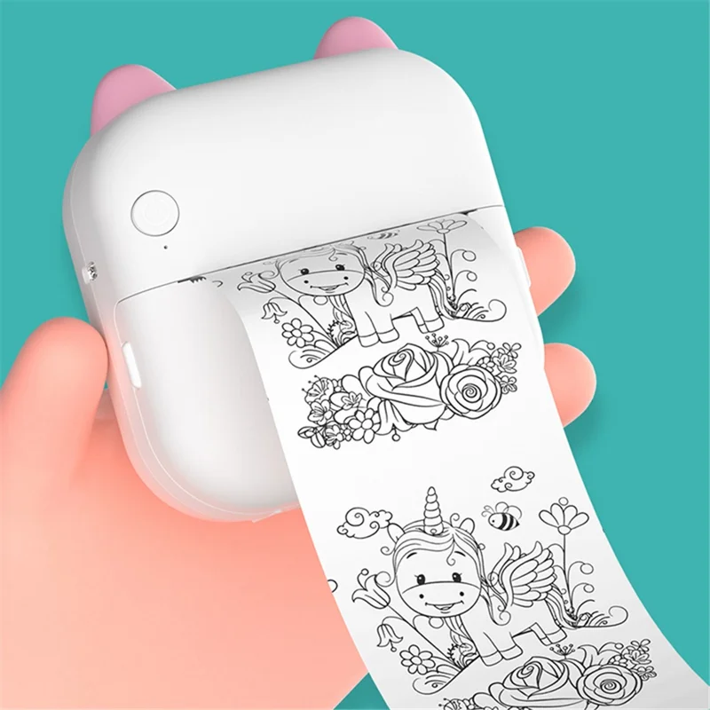 M6 Mini Sticker Printer Bluetooth-compatible Thermal Printer with 5 Rolls Paper + 5 Rolls Sticker + 3 Rolls Color Paper - Blue