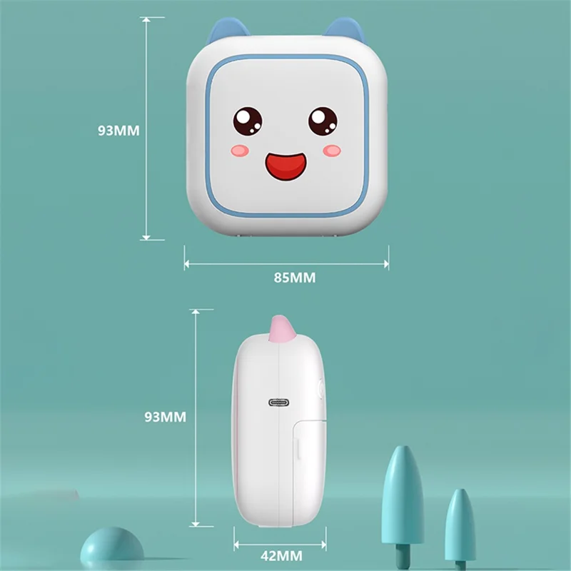 M6 Mini Sticker Printer Bluetooth-compatible Thermal Printer with 5 Rolls Paper + 5 Rolls Sticker + 3 Rolls Color Paper - Blue