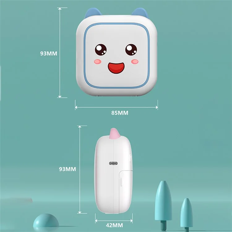 M6 Wilress Inkless Thermal Printer Bluetooth-compatible Smart Pocket Sticker Printer with 1 Roll Thermal Paper - Blue
