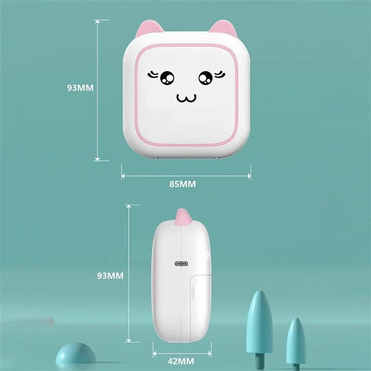 M5 Pocket-Size Sticker Printer Bluetooth-compatible Thermal Printer with 5 Rolls Paper + 5 Rolls Sticker + 3 Rolls Color Paper - Blue