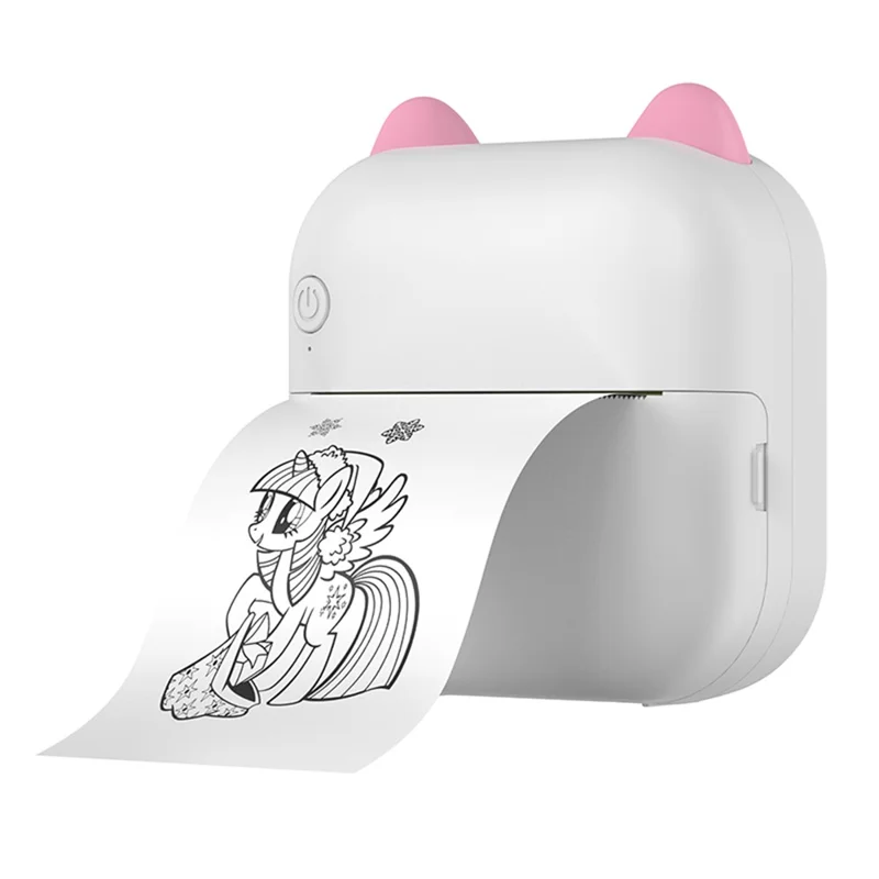 M5 Pocket-Size Sticker Printer Bluetooth-compatible Thermal Printer with 5 Rolls Paper + 5 Rolls Sticker + 3 Rolls Color Paper - Pink
