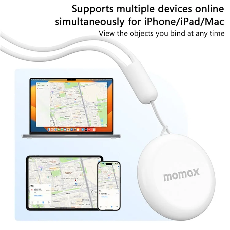 MOMAX BR7 PINPOP Tracker senza fili portatile Anti-Lost Device IP66 Impermeabile Localizzatore di articoli con cordino (FindMy Certificato) - Bianco
