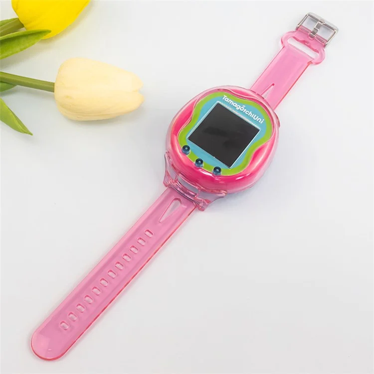 Совместимый с Tamagotchi Uni (2023) ремешок TPU браслет держатель для детей, подростков и взрослых - прозрачный розовый