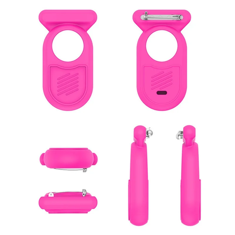 For Samsung Galaxy SmartTag2 Silicone Case Bluetooth-compatible Tracker Protective Case with Safety Pin - Luminous Rose Red